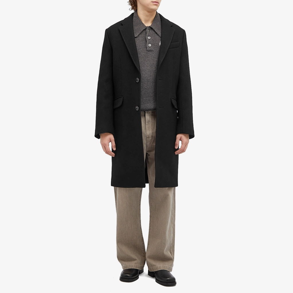 AMI Paris Men's Two Button Overcoat Black